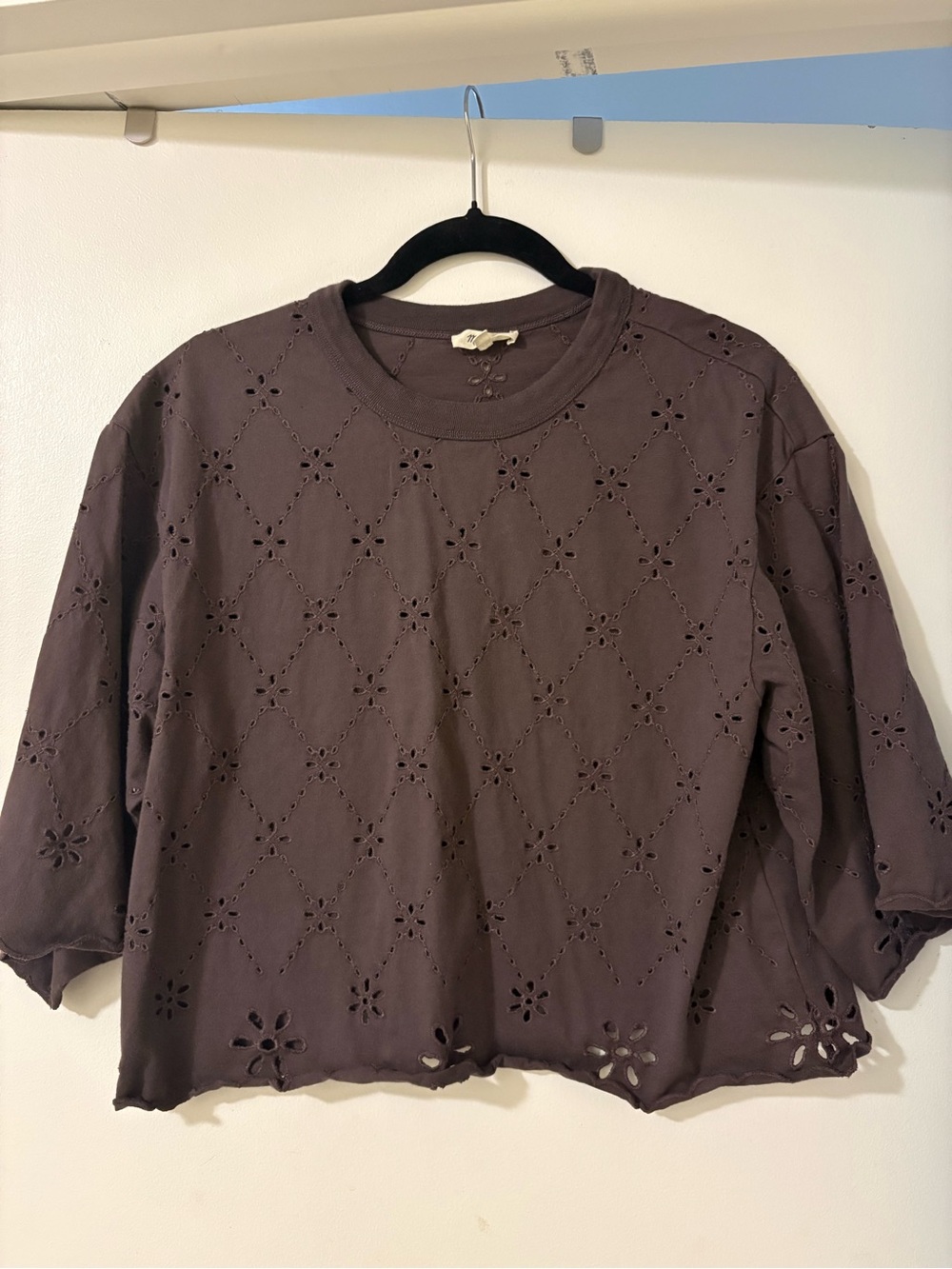 Madewell Boxy Crop Eyelet Tee
